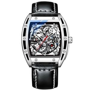 CHENXI Men's Skeleton Automatic Mechanical Tonneau Shaped Watch Waterproof Gift